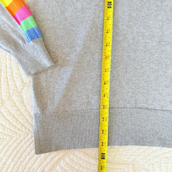 Zaket & Plover Cashmere Blend Rainbow Sleeve V-Neck Sweater Size M - Picture 13 of 13